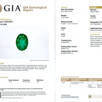 2.22 Ct. Emerald and Natural Diamond Pave Ring, 18K White & Yellow Scan Report