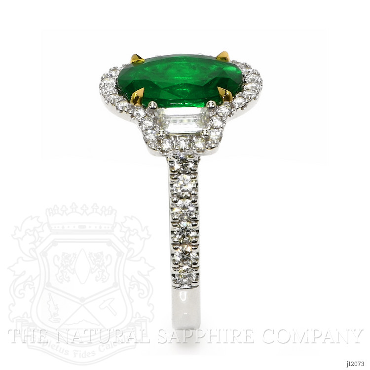 2.22 Ct. Emerald and Natural Diamond Pave Ring, 18K White & Yellow