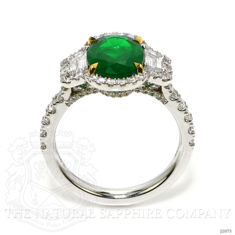 2.22 Ct. Emerald and Natural Diamond Pave Ring, 18K White & Yellow
