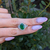 2.22 Ct. Emerald and Natural Diamond Pave Ring, 18K White & Yellow Life Style