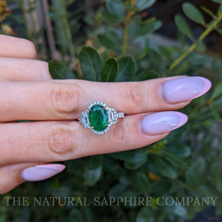 2.22 Ct. Emerald and Natural Diamond Pave Ring, 18K White & Yellow