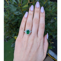 2.22 Ct. Emerald and Natural Diamond Pave Ring, 18K White & Yellow Life Style
