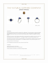 2.60 Ct. Blue Sapphire and Natural Diamond Pave Ring, 18K White Gold Appraisal