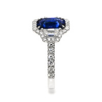2.60 Ct. Blue Sapphire and Natural Diamond Pave Ring, 18K White Gold Image