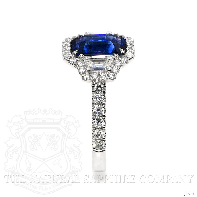 2.60 Ct. Blue Sapphire and Natural Diamond Pave Ring, 18K White Gold
