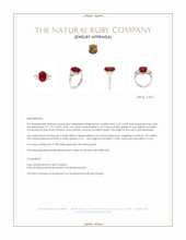 5.27 Ct. Ruby and Natural Diamond Three Stone Ring, 18K White & Yellow Appraisal