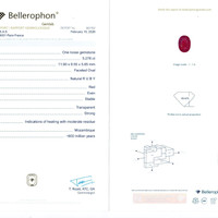 5.27 Ct. Ruby and Natural Diamond Three Stone Ring, 18K White & Yellow Scan Report