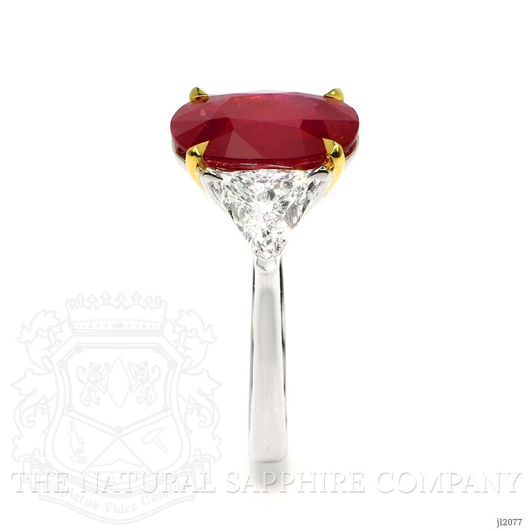 5.27 Ct. Ruby and Natural Diamond Three Stone Ring, 18K White & Yellow