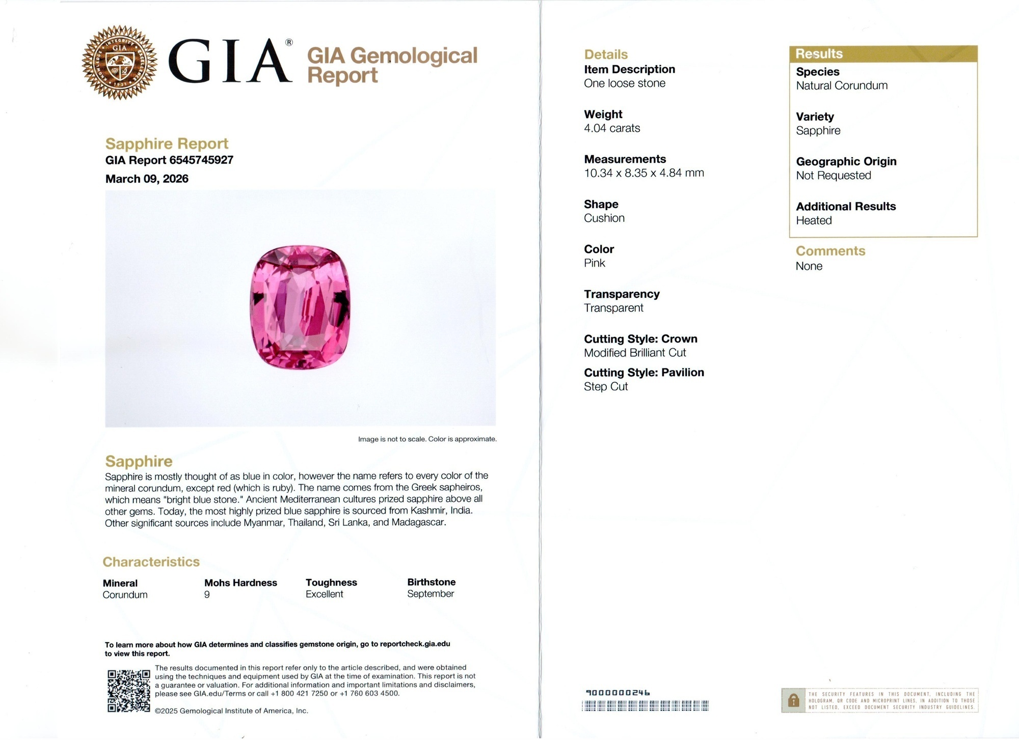 4.04 Ct. Pink Sapphire and Natural Diamond Pave Ring, 18K White Gold