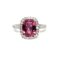 4.04 Ct. Pink Sapphire and Natural Diamond Pave Ring, 18K White Gold Video