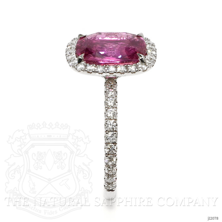 4.04 Ct. Pink Sapphire and Natural Diamond Pave Ring, 18K White Gold