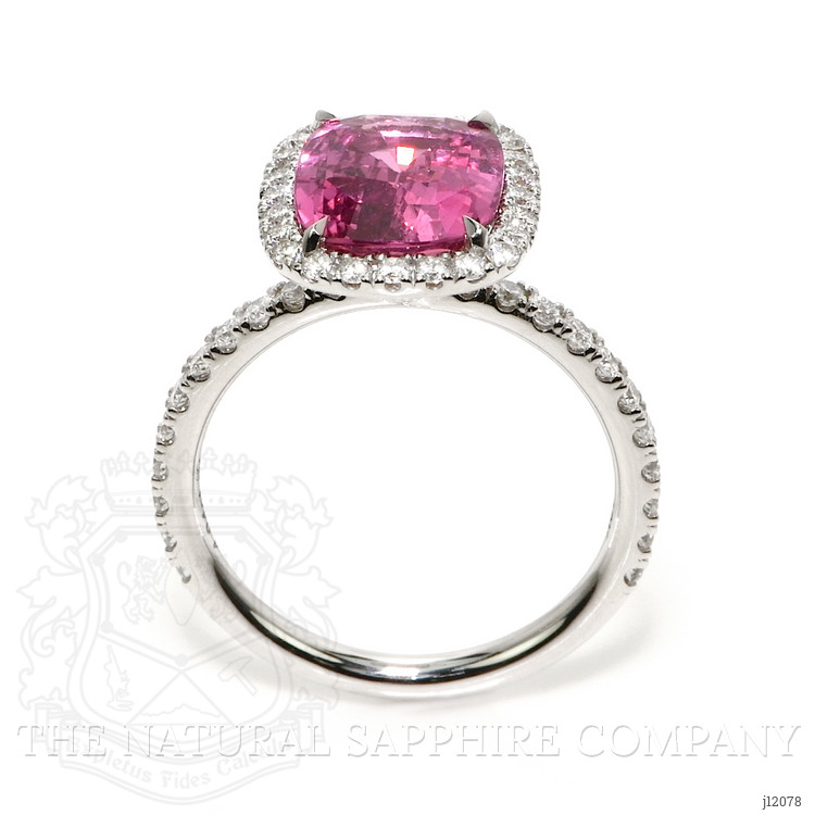 4.04 Ct. Pink Sapphire and Natural Diamond Pave Ring, 18K White Gold