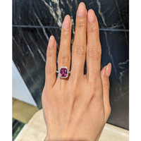 4.04 Ct. Pink Sapphire and Natural Diamond Pave Ring, 18K White Gold Life Style