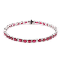 7.25&nbsp;Ct.Tw.Total Carat Weight Ruby and Natural Diamond Tennis/Line Bracelet, 14K White Gold Video