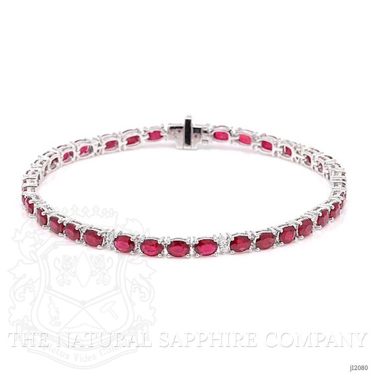 7.25 Ct.Tw. Ruby and Natural Diamond Tennis/Line Bracelet, 14K White Gold