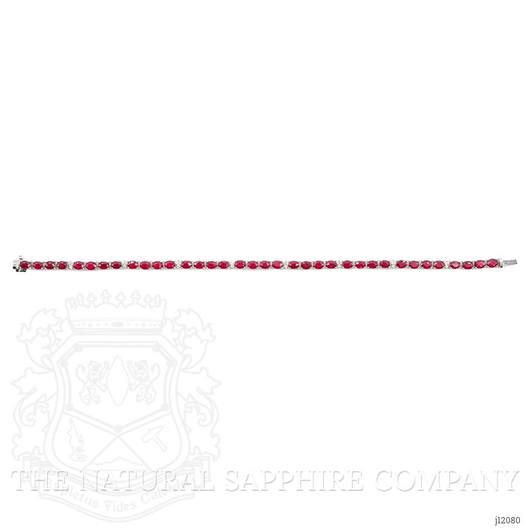 7.25 Ct.Tw. Ruby and Natural Diamond Tennis/Line Bracelet, 14K White Gold