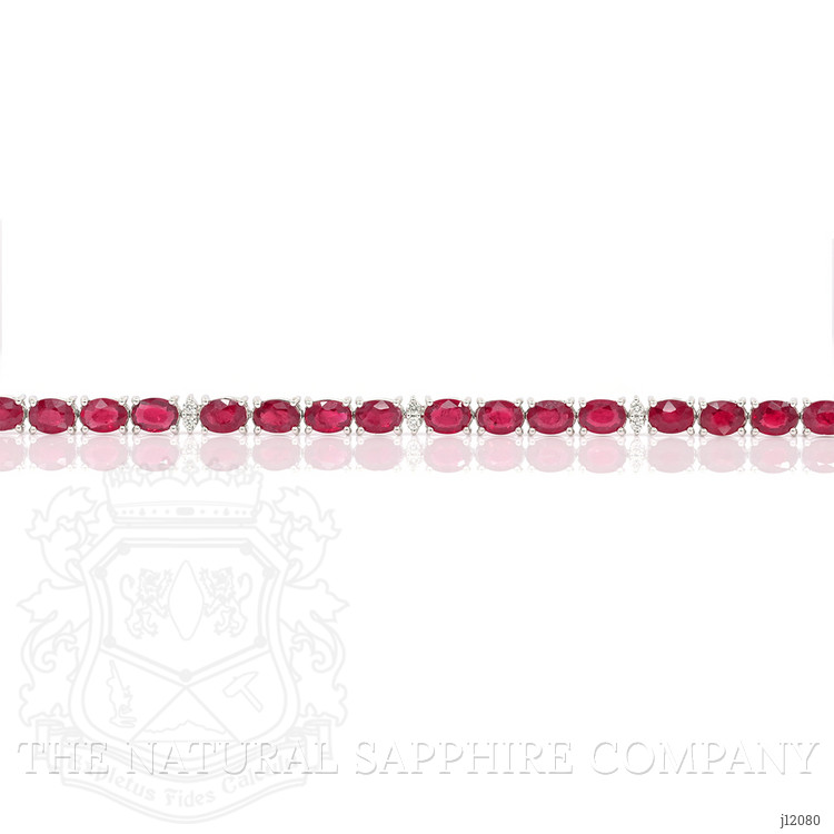 7.25 Ct.Tw. Ruby and Natural Diamond Tennis/Line Bracelet, 14K White Gold