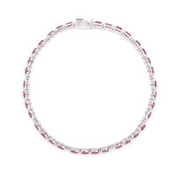 7.25&nbsp;Ct.Tw.Total Carat Weight Ruby and Natural Diamond Tennis/Line Bracelet, 14K White Gold Image