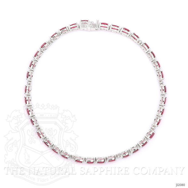 7.25 Ct.Tw. Ruby and Natural Diamond Tennis/Line Bracelet, 14K White Gold