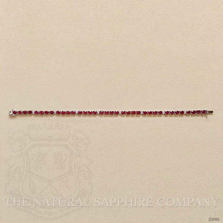 7.25 Ct.Tw. Ruby and Natural Diamond Tennis/Line Bracelet, 14K White Gold