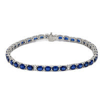 36.00&nbsp;Ct.Tw.Total Carat Weight Blue Sapphire and Natural Diamond Tennis/Line Bracelet, 14K White Gold Video