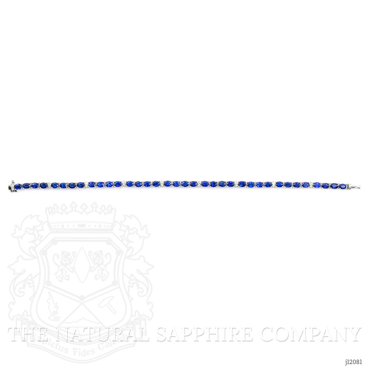 36.00 Ct.Tw. Blue Sapphire and Natural Diamond Tennis/Line Bracelet, 14K White Gold