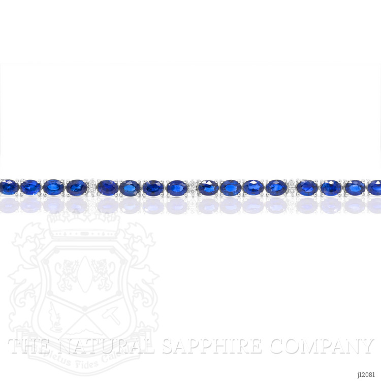 36.00 Ct.Tw. Blue Sapphire and Natural Diamond Tennis/Line Bracelet, 14K White Gold
