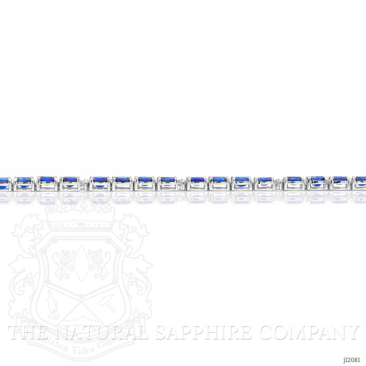 36.00 Ct.Tw. Blue Sapphire and Natural Diamond Tennis/Line Bracelet, 14K White Gold