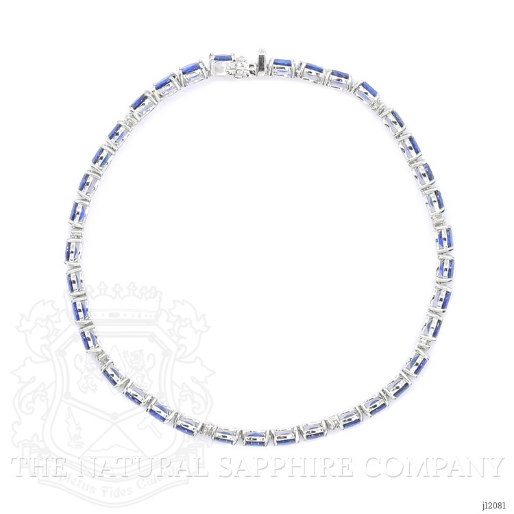 36.00 Ct.Tw. Blue Sapphire and Natural Diamond Tennis/Line Bracelet, 14K White Gold