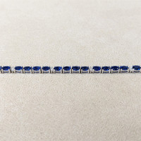 36.00&nbsp;Ct.Tw.Total Carat Weight Blue Sapphire and Natural Diamond Tennis/Line Bracelet, 14K White Gold Life Style