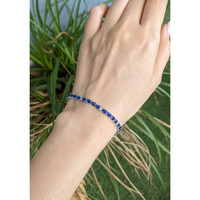 36.00&nbsp;Ct.Tw.Total Carat Weight Blue Sapphire and Natural Diamond Tennis/Line Bracelet, 14K White Gold Life Style