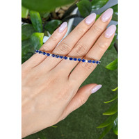 36.00&nbsp;Ct.Tw.Total Carat Weight Blue Sapphire and Natural Diamond Tennis/Line Bracelet, 14K White Gold Life Style