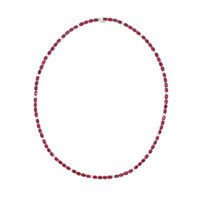 17.25 Ct. Ruby and Natural Diamond Tennis/Riviere Necklace, 14K White Gold Video