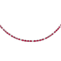 17.25 Ct. Ruby and Natural Diamond Tennis/Riviere Necklace, 14K White Gold Image
