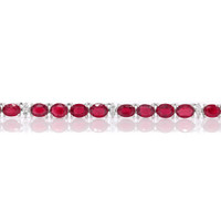 17.25 Ct. Ruby and Natural Diamond Tennis/Riviere Necklace, 14K White Gold Image