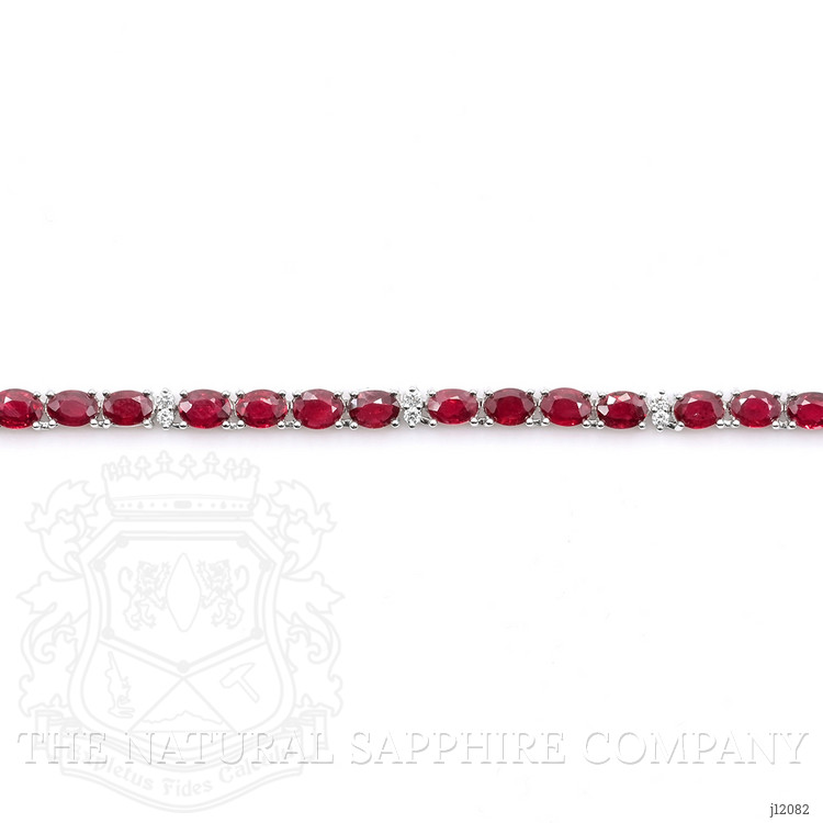17.25 Ct. Ruby and Natural Diamond Tennis/Riviere Necklace, 14K White Gold