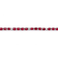 17.25 Ct. Ruby and Natural Diamond Tennis/Riviere Necklace, 14K White Gold Image