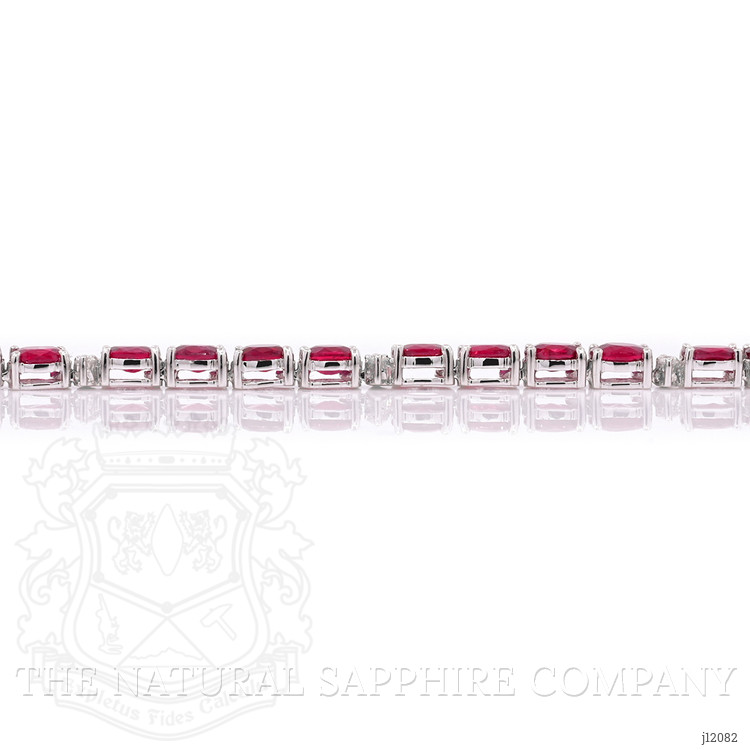 17.25 Ct. Ruby and Natural Diamond Tennis/Riviere Necklace, 14K White Gold