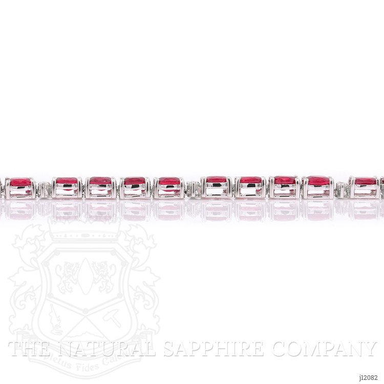 17.25 Ct. Ruby and Natural Diamond Tennis/Riviere Necklace, 14K White Gold