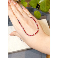 17.25 Ct. Ruby and Natural Diamond Tennis/Riviere Necklace, 14K White Gold Life Style