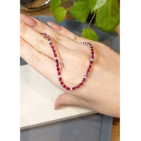 17.25 Ct. Ruby and Natural Diamond Tennis/Riviere Necklace, 14K White Gold Life Style