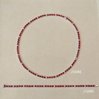 17.25 Ct. Ruby and Natural Diamond Tennis/Riviere Necklace, 14K White Gold Life Style
