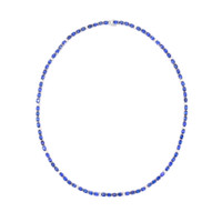 17.17 Ct. Blue Sapphire and Natural Diamond Tennis/Riviere Necklace, 14K White Gold Video