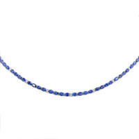 17.17 Ct. Blue Sapphire and Natural Diamond Tennis/Riviere Necklace, 14K White Gold Image
