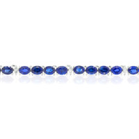 17.17 Ct. Blue Sapphire and Natural Diamond Tennis/Riviere Necklace, 14K White Gold Image