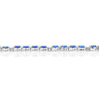 17.17 Ct. Blue Sapphire and Natural Diamond Tennis/Riviere Necklace, 14K White Gold Image
