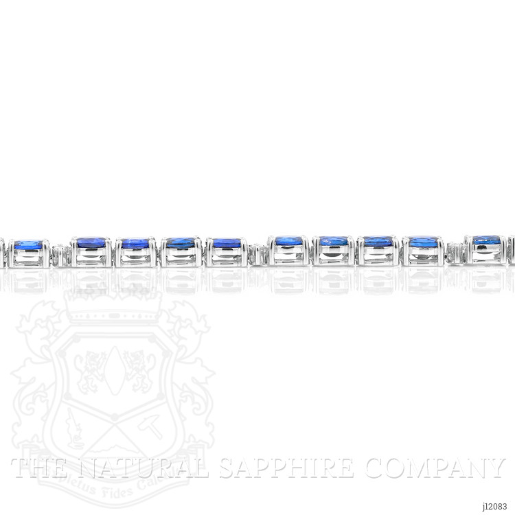 17.17 Ct. Blue Sapphire and Natural Diamond Tennis/Riviere Necklace, 14K White Gold