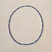 17.17 Ct. Blue Sapphire and Natural Diamond Tennis/Riviere Necklace, 14K White Gold Life Style