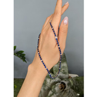 17.17 Ct. Blue Sapphire and Natural Diamond Tennis/Riviere Necklace, 14K White Gold Life Style