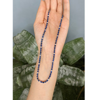 17.17 Ct. Blue Sapphire and Natural Diamond Tennis/Riviere Necklace, 14K White Gold Life Style